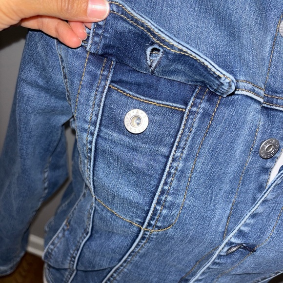 AG Adriano Goldschmied Denim Jacket Reversible Plaid Sleeves Sherpa Collar Large - Picture 6 of 16